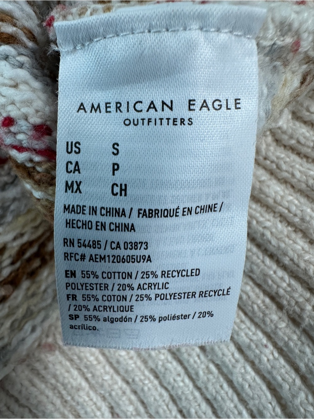 American Eagle Fair Isle Snowdrift Crewneck Cardigan Sweater Size S - Picture 10 of 11
